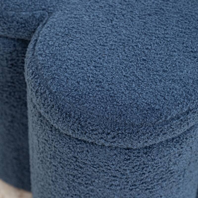 SEYNAR Modern Glam Teddy Velvet Flower Shape Storage Ottoman