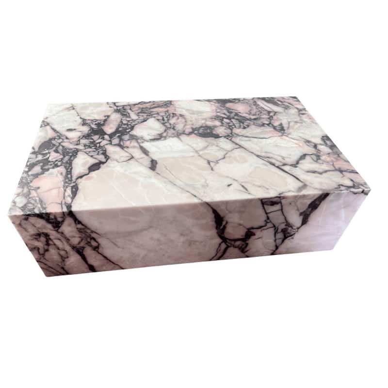 Genuine Marble Block Coffee Table - Calacatta Pink Marble