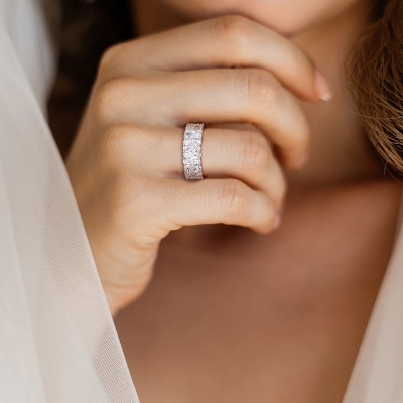 Miadora 2ct TDW Pear and Round Diamond Semi-Eternity Ring in 14k White Gold