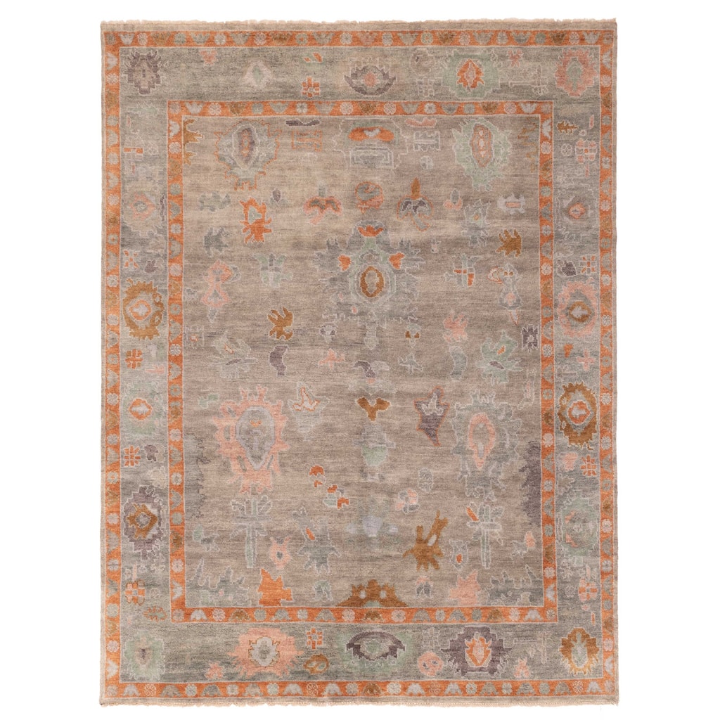 ECARPETGALLERY Hand-knotted Modern Oushak Grey Wool Rug - 7'9 x 9'11