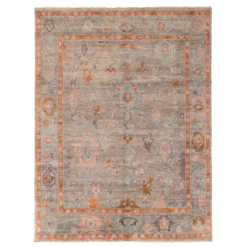 ECARPETGALLERY Hand-knotted Modern Oushak Grey Wool Rug - 7'9 x 9'11