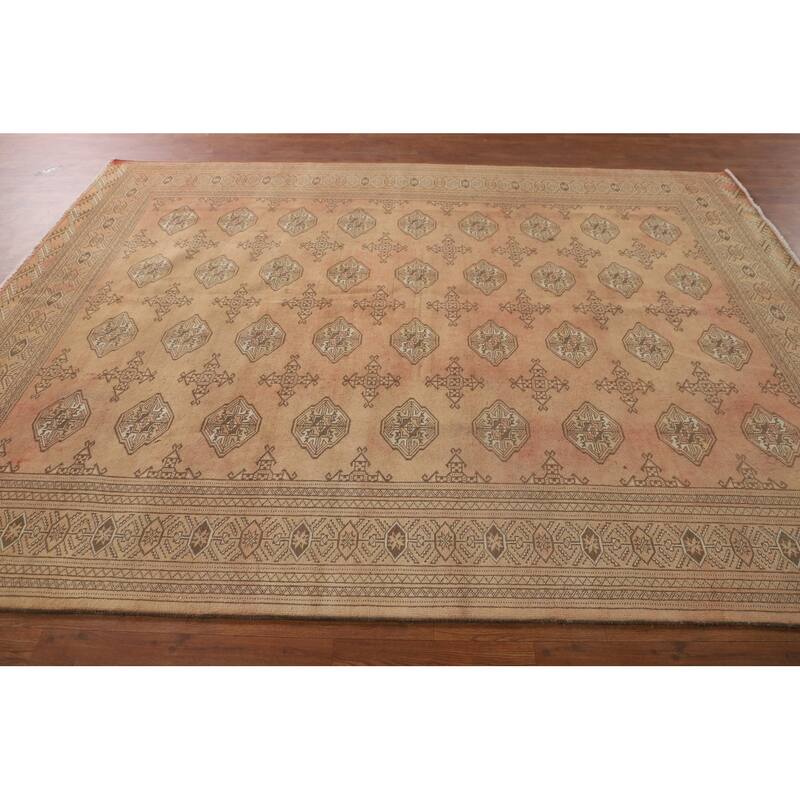 Geometric Bokhara Oriental Rug Hand-Knotted Wool Carpet - 6'11"x 9'6"