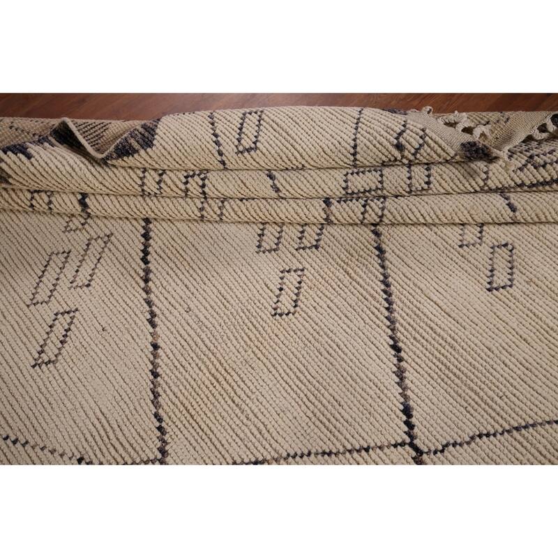 Trellis Moroccan Oriental Area Rug Handmade Geometric Wool Carpet - 9'0"x 12'5"