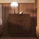 preview thumbnail 11 of 40, COSIEST Modern Brown Nightstand with Drawers Plain and Strip - 3-drawer