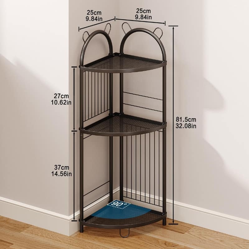 Storage Corner Shelf Unit - 9.84"D x 9.84"W x 32.08"H