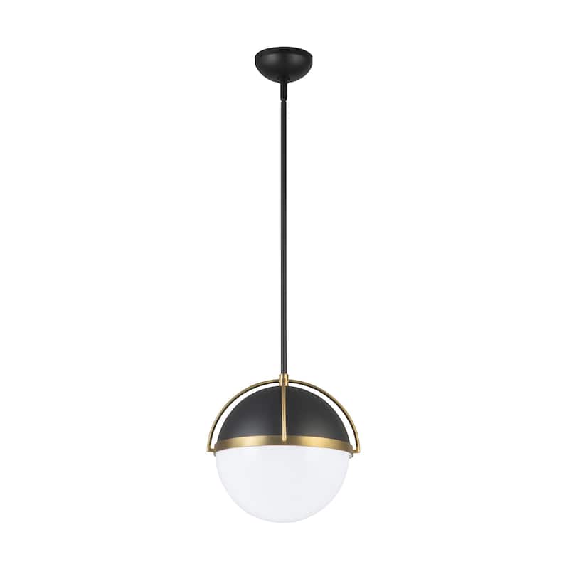 Artcraft Dahlia 1-Light Pendant 15.4" - Semi-Matte Black with Brushed Brass Accent