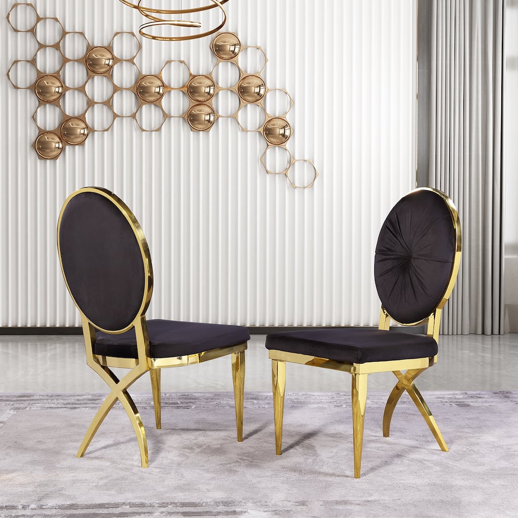 Mid-Century Modern Velvet Upholstered Side Chair with Metal Frame and Polished Stainless steel Legs