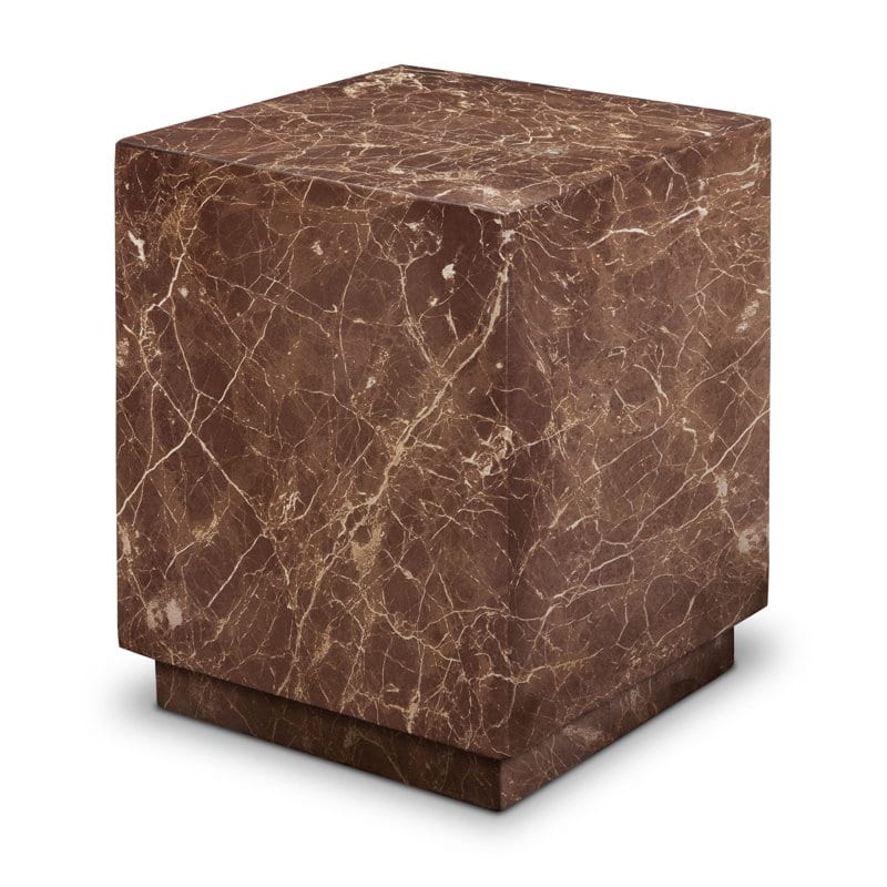 Stova Cube Concrete Side Table with Marble Finish - Bordeaux Red