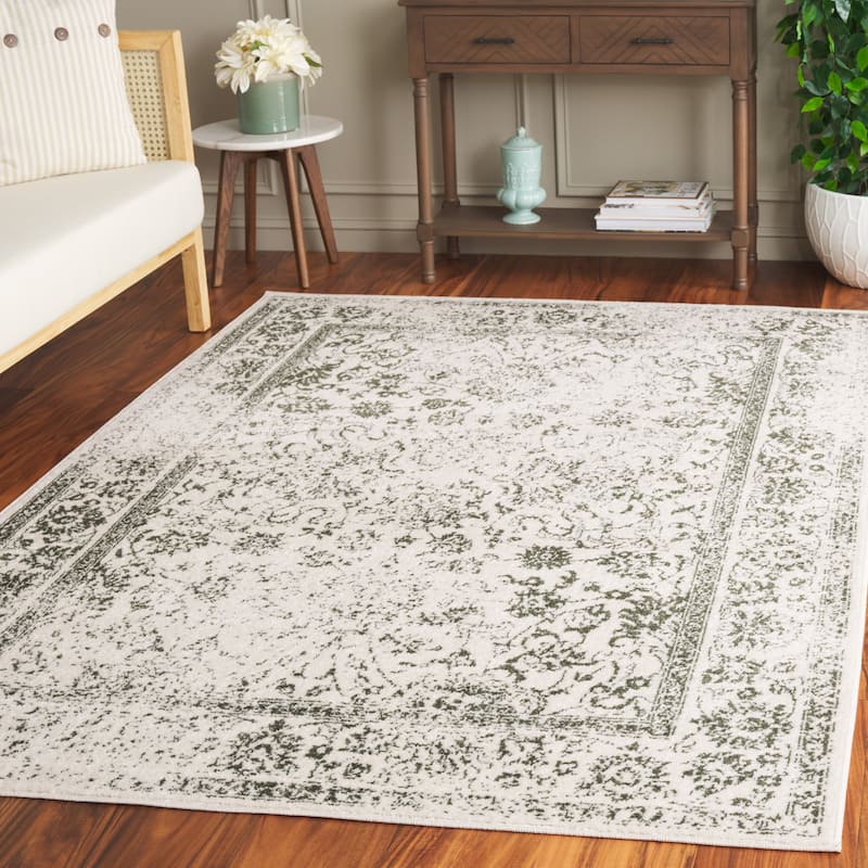 SAFAVIEH Adirondack Dakota Rustic Shabby Chic Distressed Rug - 10' x 14' - Ivory/Dark Green - Rectangle