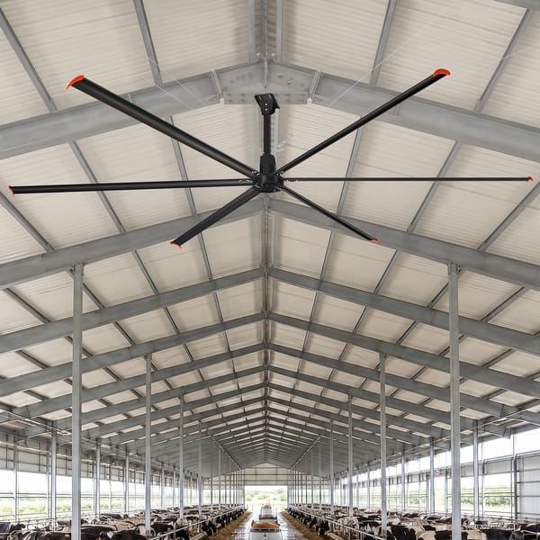 slide 2 of 44, 240"/264"/288" HVLS Industrial Ceiling Fan 120V 1-Phase with Aluminum Blades for Warehouse, Factory, Gym, Barn 20FT(240 in) - 120V - 1 Phase - Black