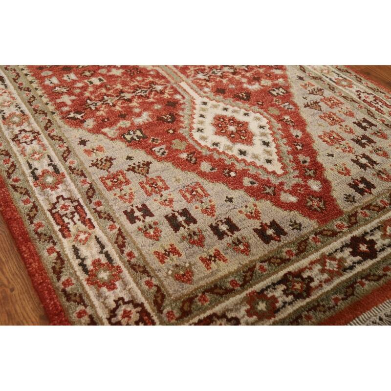 Geometric Heriz Serapi Indian Foyer Rug Handmade Wool Carpet - 2'10"x 5'4"