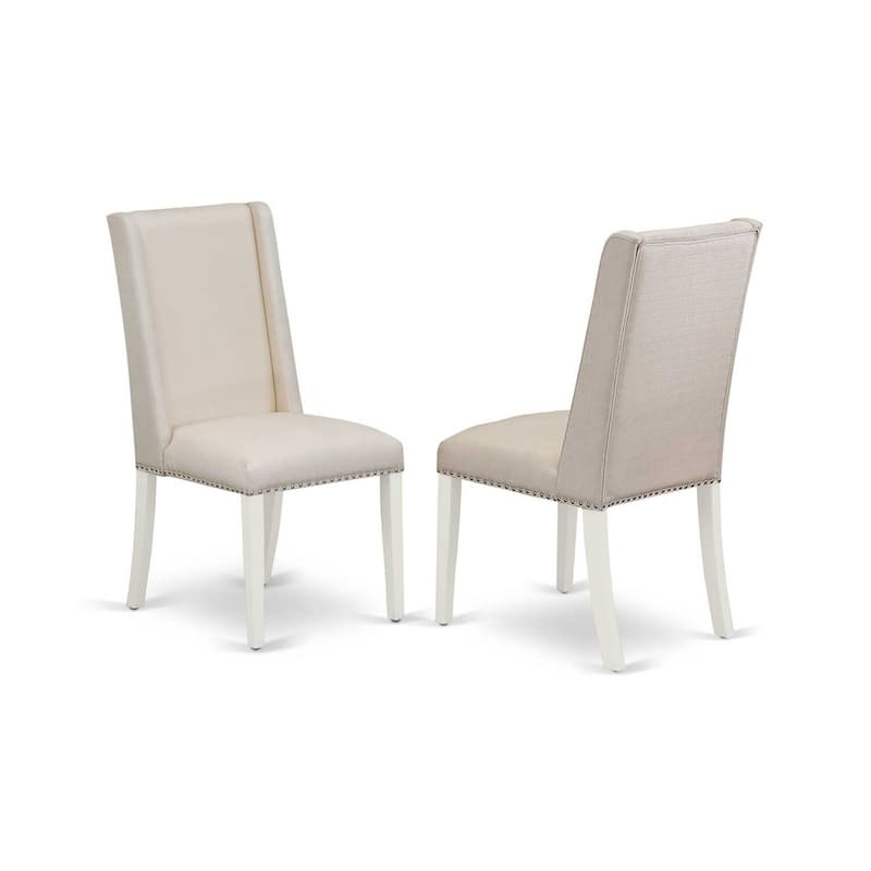 Modern Parsons Dining Chair - Cream Linen Fabric, Stylish High Back, Set of 2