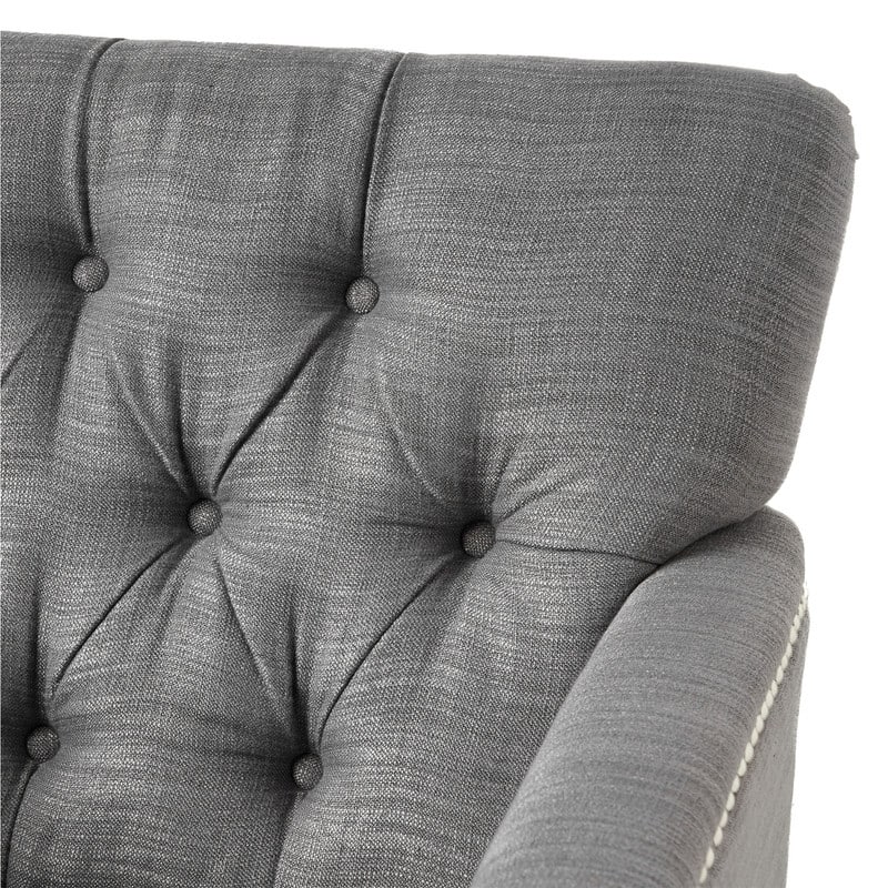 Contemporary Tufted Club Chair-Button-Tufted Diamond Stitch, Nailhead Trim&Birch Wood Legs