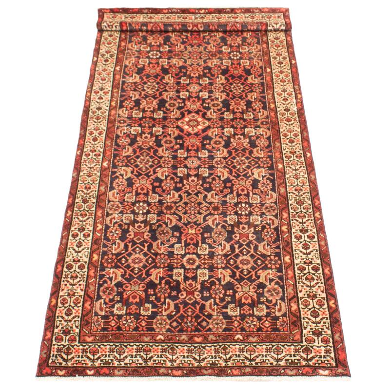 ECARPETGALLERY Hand-knotted Andelz Navy Wool Rug - 3'7 x 9'11