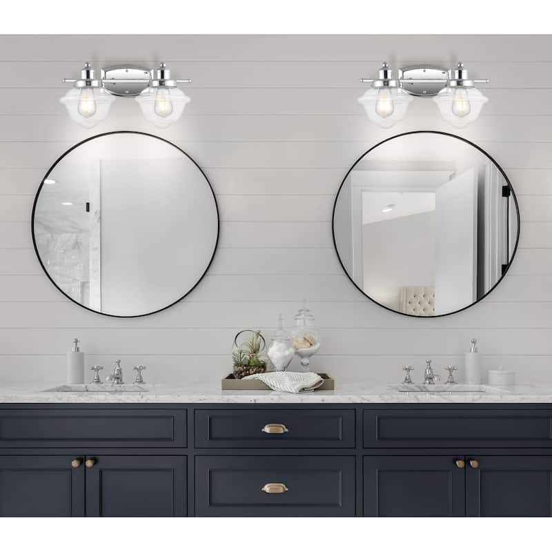 Marais Iron/Glass Schoolhouse LED Vanity Light, by JONATHAN Y