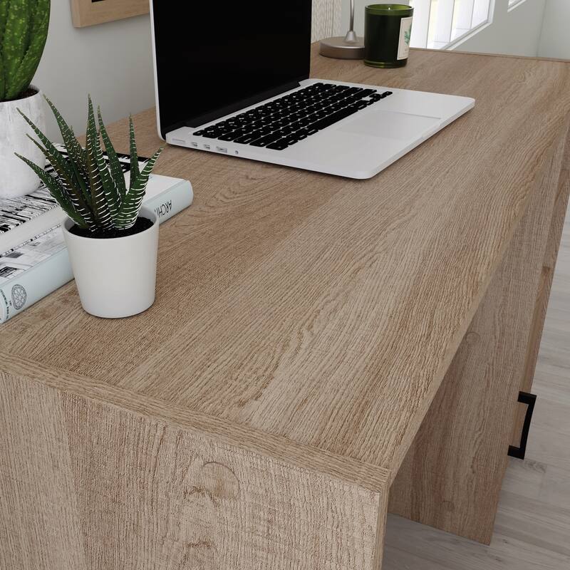 Engineered Wood Transitional Desk with Storage