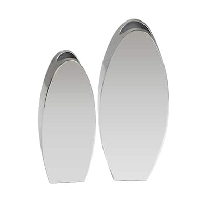 Stainless Steel Metal Decorative Vase with a Sleek Mirror Finish - Set of 2 Silver - Roche River Decor
