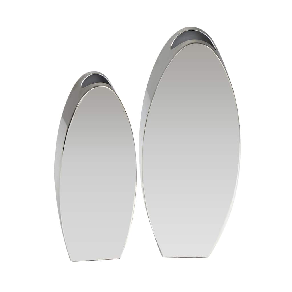 Stainless Steel Metal Decorative Vase with a Sleek Mirror Finish - Set of 2 Silver - Roche River Decor