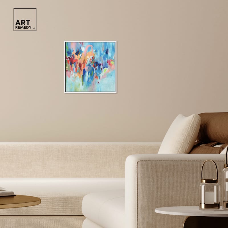 Art Remedy New Sky Framed Blue Abstract 1 Piece Canvas Wall Art