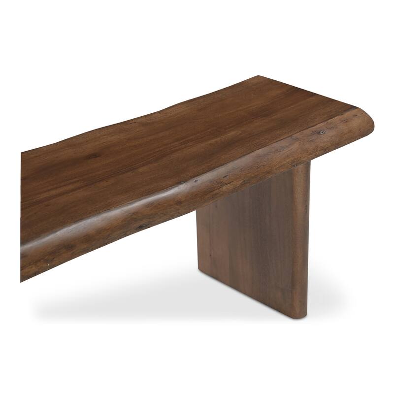 NADAAL STUDIOS Nadaal Jorah Dining Bench, Live Edge Solid Acacia Wood with Matte Gloss Finish, Seats 3, Brown