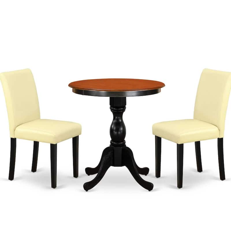 3-Piece Black and Cherry Finish Solid Wood Top-Dining Room Set with High Back-Seats 4