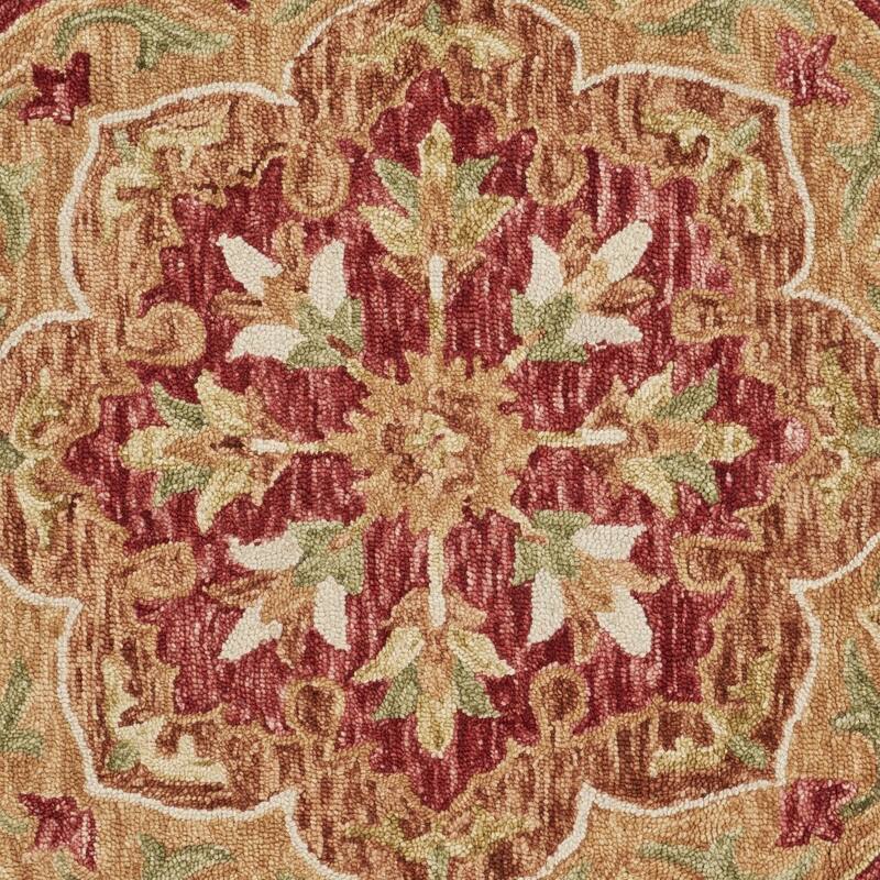 Rustic Red Scalloped Edge Area Rug