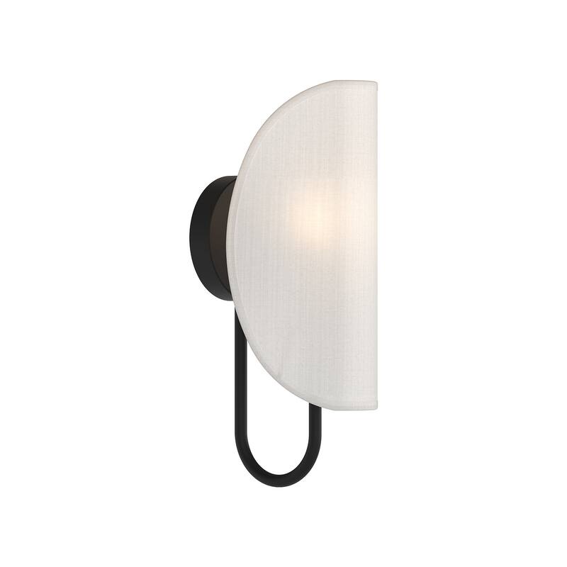 Alora Lighting WV450706 Seno 15" Tall Wall Sconce - Matte Black / White Cotton Fabric