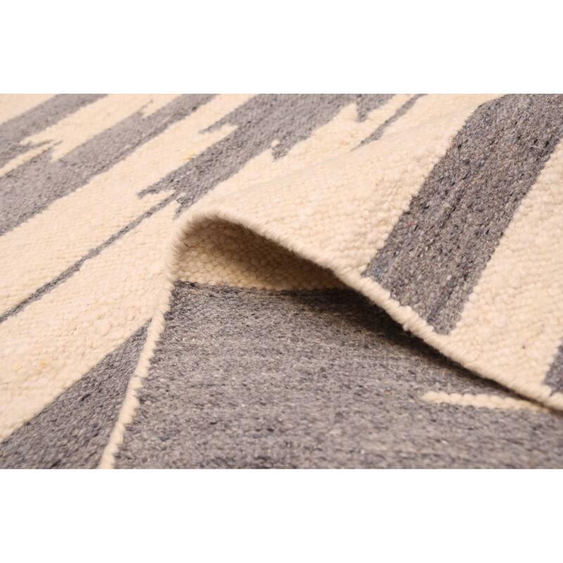ECARPETGALLERY Flat-Weave Marrakech Cream Wool Kilim - 5'0 x 8'0