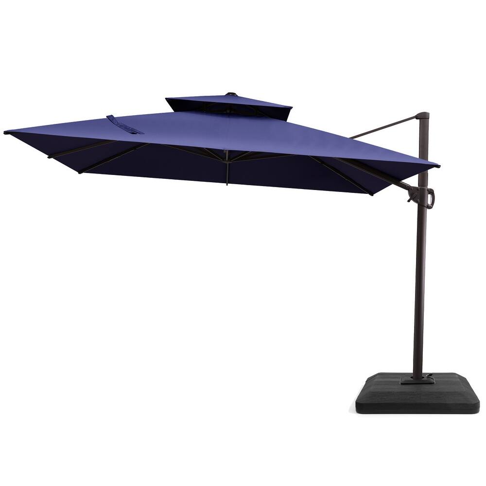 Pellebant 11 ft Patio Cantilever Offset Umbrella Double Top with Base