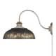 preview thumbnail 2 of 11, Golden Lighting Kinsley 1-light Swing Arm Wall Lamp in Antique Black Iron shade