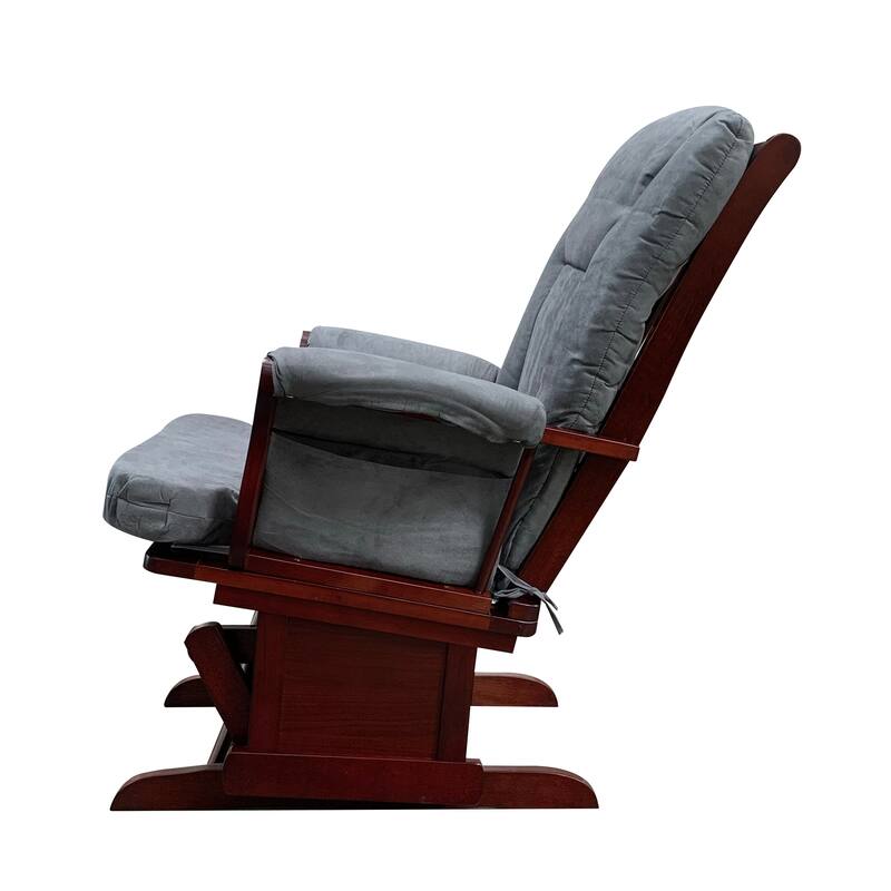 Transitional 31" Ottoman Gliders Chair with Cherry Finish Frame and Footstool