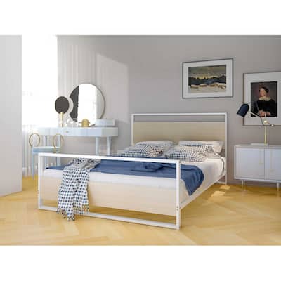 Platform Bed Frame with Metal Legs - Modern Wood Bed