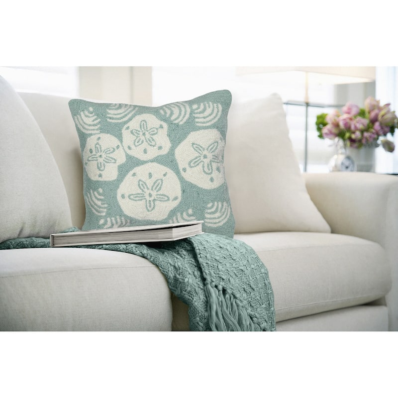 Liora Manne Frontporch Shell Toss Indoor/Outdoor Pillow Aqua 18" Square