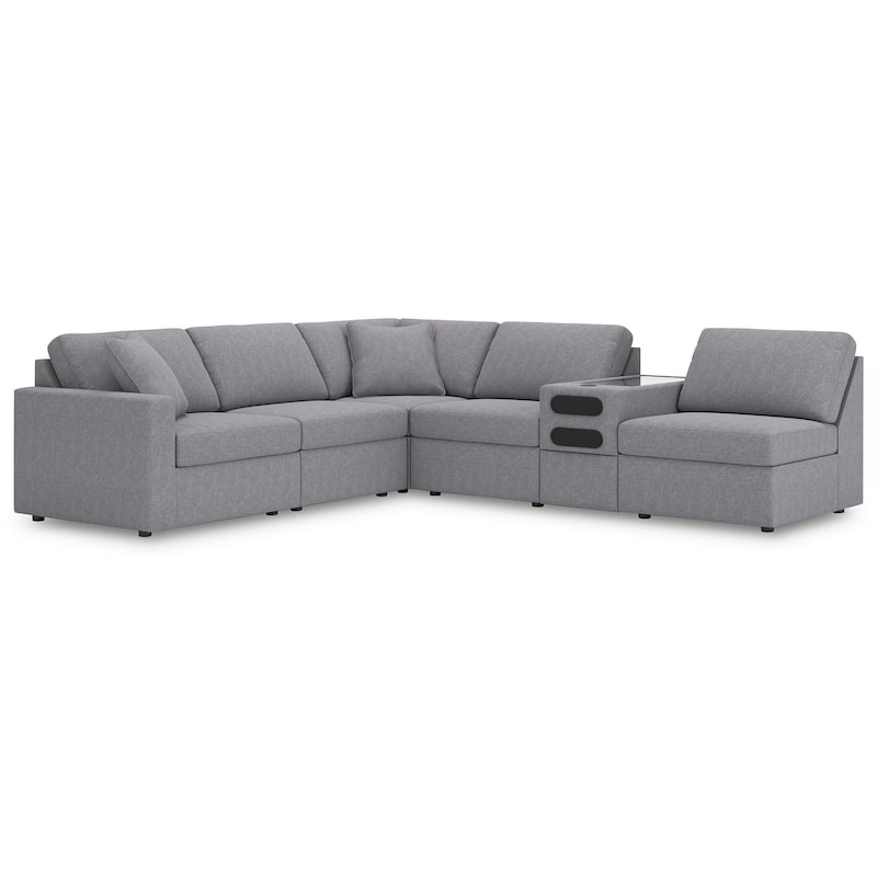Signature Design by Ashley Modmax 6-Piece Sectional with Audio Console - 139" W x 86" D x 36" H - Grey