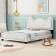 preview thumbnail 2 of 12, Full Size Upholstered Platform Bed with Headboard