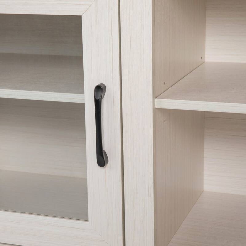 Classic TV Stand for up to 80" TVs-Glass Fronted Doors-Modern Finish