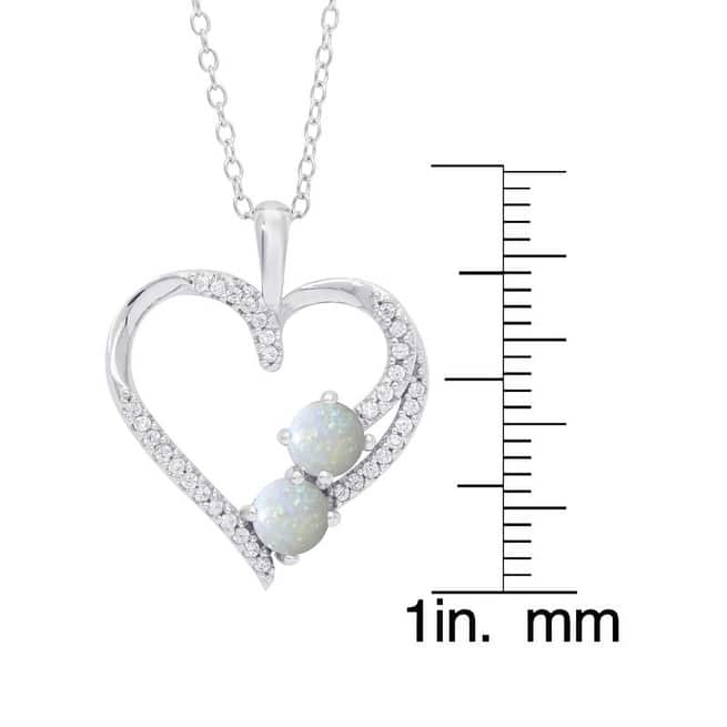 Victoria Townsend .925 Sterling Silver Opal Open Heart Pendant Necklace