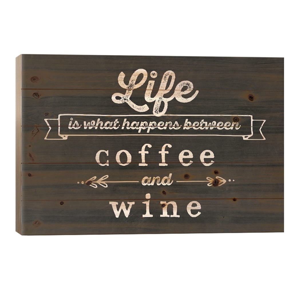 Coffee & Wine Print On Wood by Amanda Murray - Multi-Color
