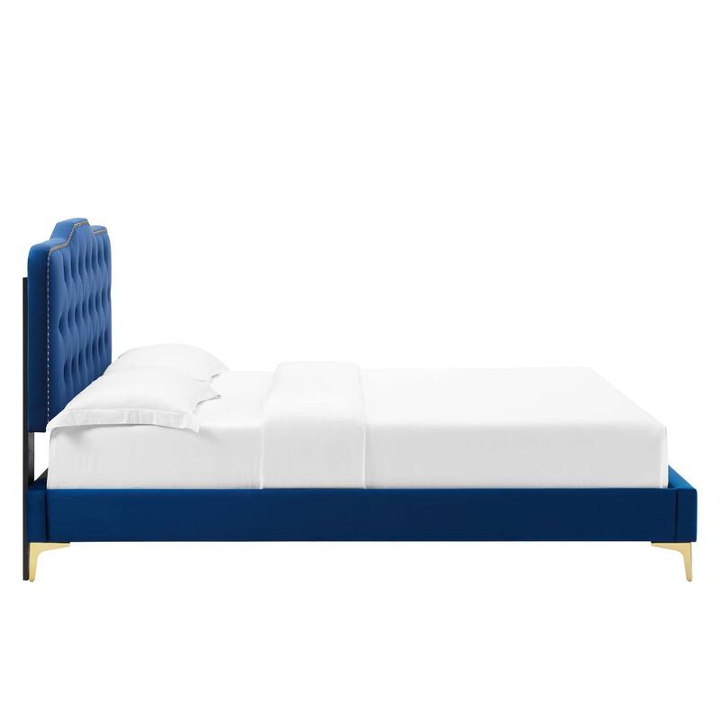 Amber Tufted Performance Velvet Twin Platform Bed