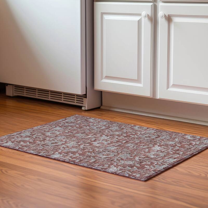 Premium Washable Super Soft Floral Mayfield Rug - Paprika - 1' 8" x 2' 6" - Rectangle