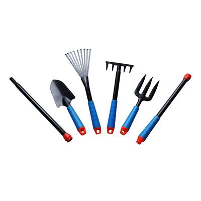 ALEKO Garden Hand Tool Set with Ergonomic Handles - Set of 6 - Black and Blue