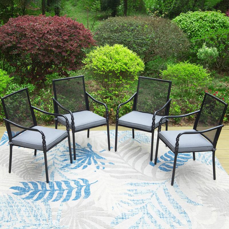 MAISON ARTS Outdoor Dining Chairs Set of 4, Breathable Material and Gourd Head Shape Armrest