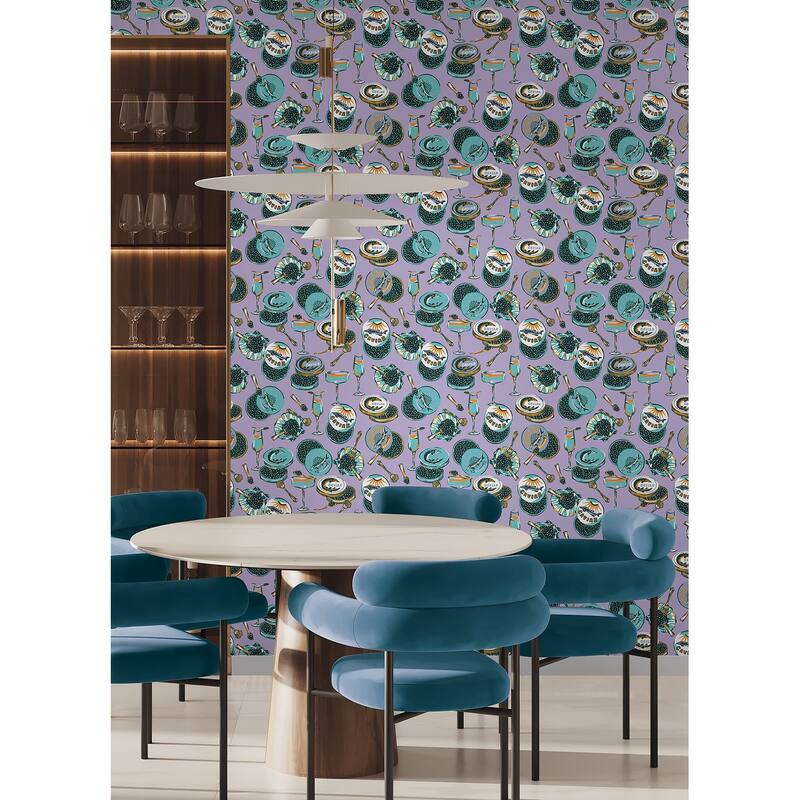 Champagne and Caviar Lavendar Peel and Stick Wallpaper