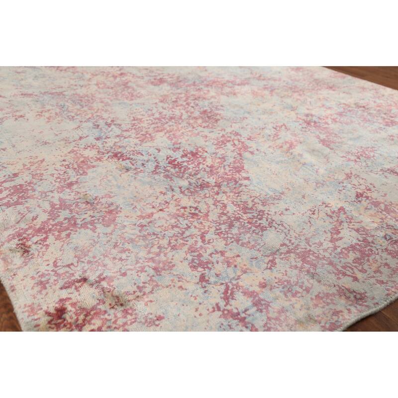 Abstract Indian Area Rug Handmade Multi-Color Wool Carpet - 5'4"x 7'6"