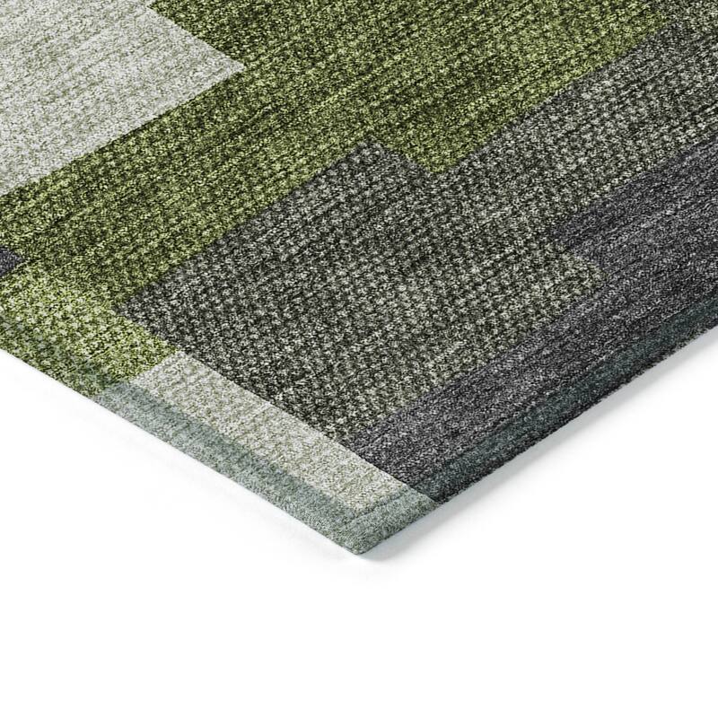 Machine Washable Indoor/ Outdoor Chantille Contemporary Blocks Rug