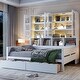 preview thumbnail 44 of 53, Full Size and Twin Size Wooden Daybed with Glass-Door Storage Cabinets, Built-in LED Lighting and Shelves