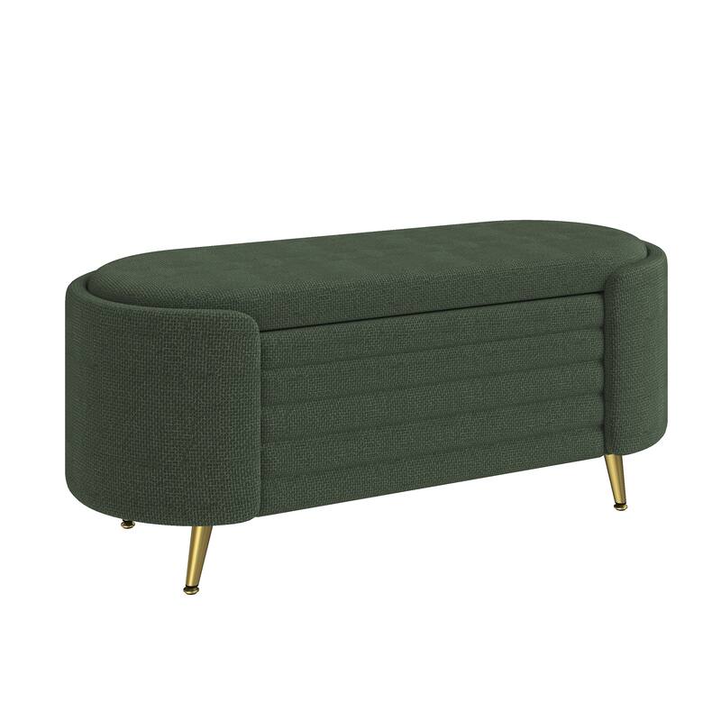 GDFStudio - Modern 44.9" Chenille Upholstered Storage Ottoman Bench