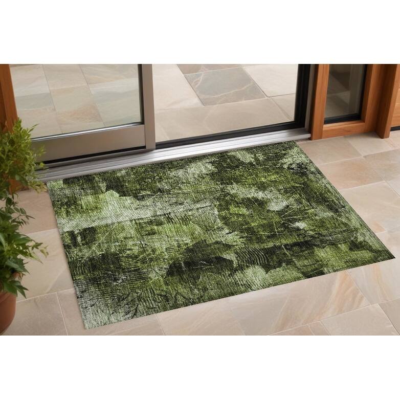 Paz Garden-Inspired Weather Resistant Timeless Fusion Outdoor Rug - 2' x 3' - Green