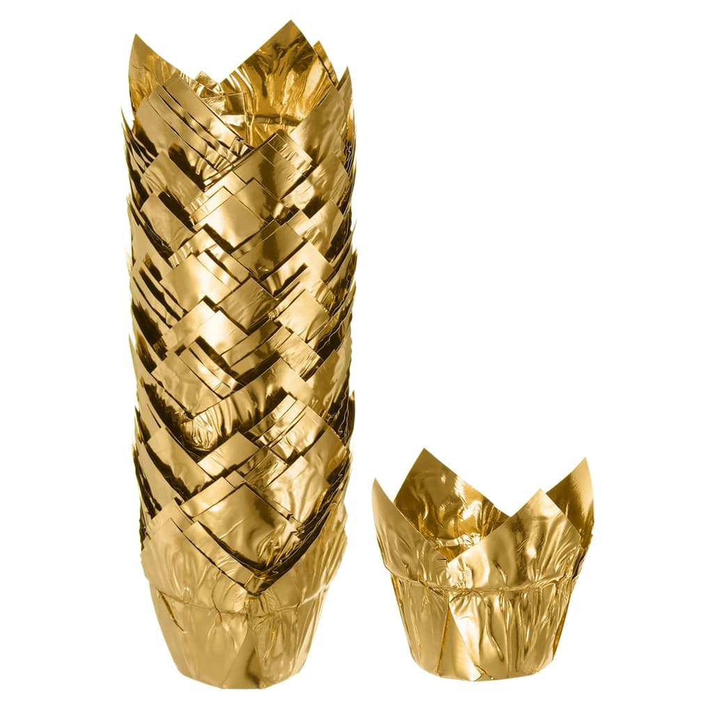 50Pcs Tulip Cupcake Liners Standard Aluminum Foil Baking Cups