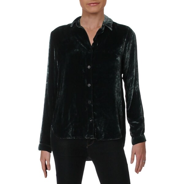 Bella Dahl Womens Button-Down Top Velvet Holiday - S